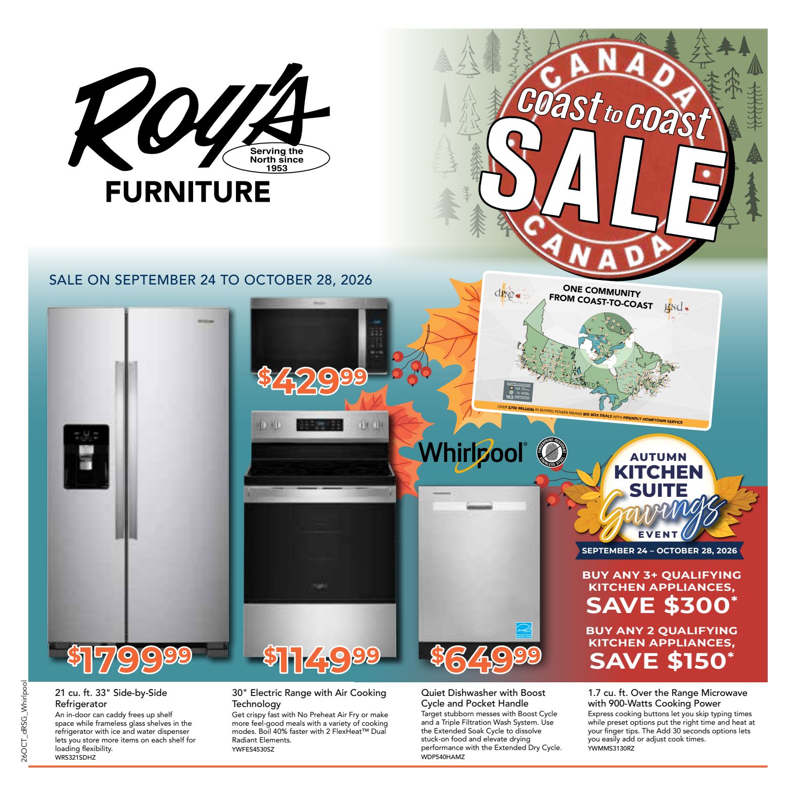 Roy's appliance promotional flyer