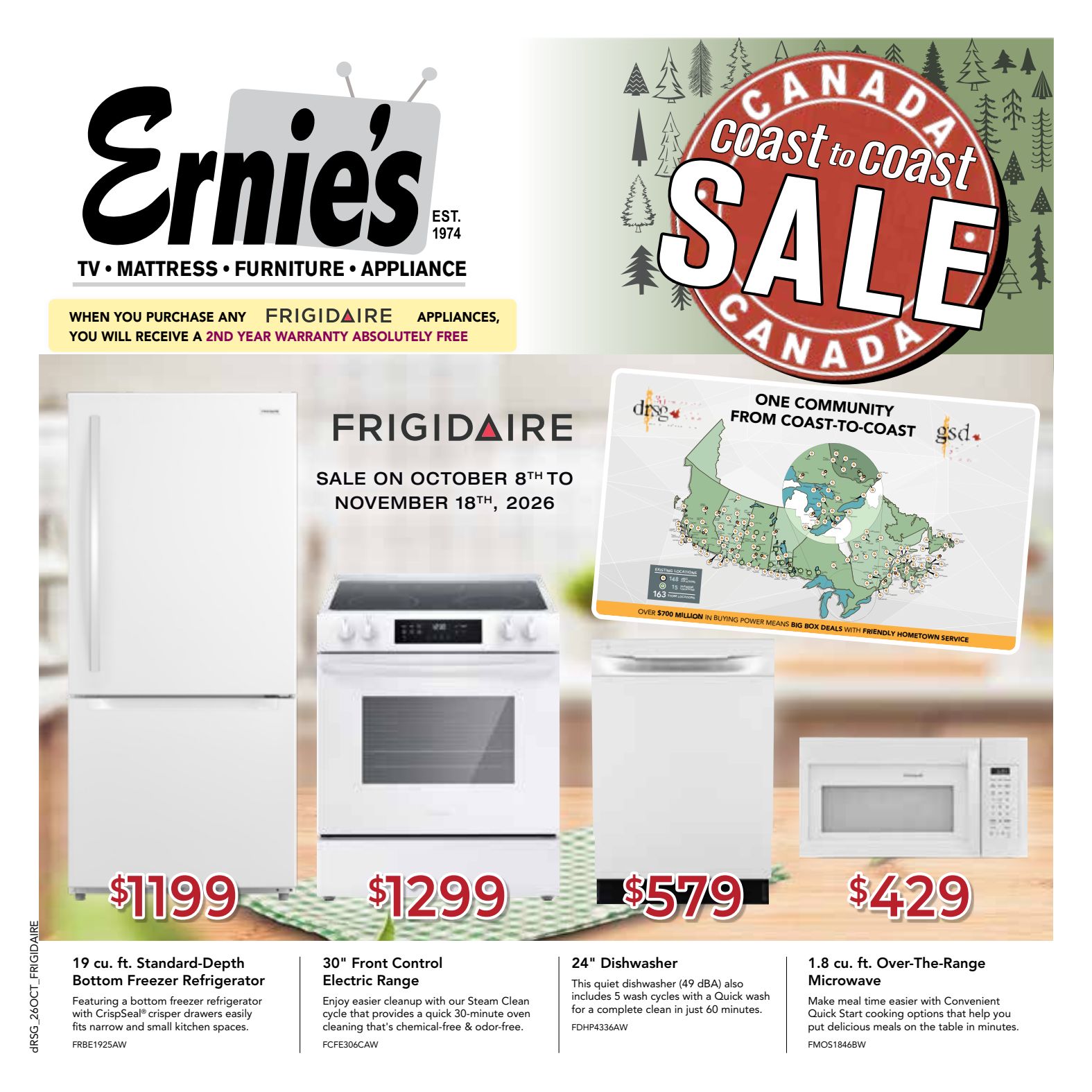 Ernie's appliance promotion flyer