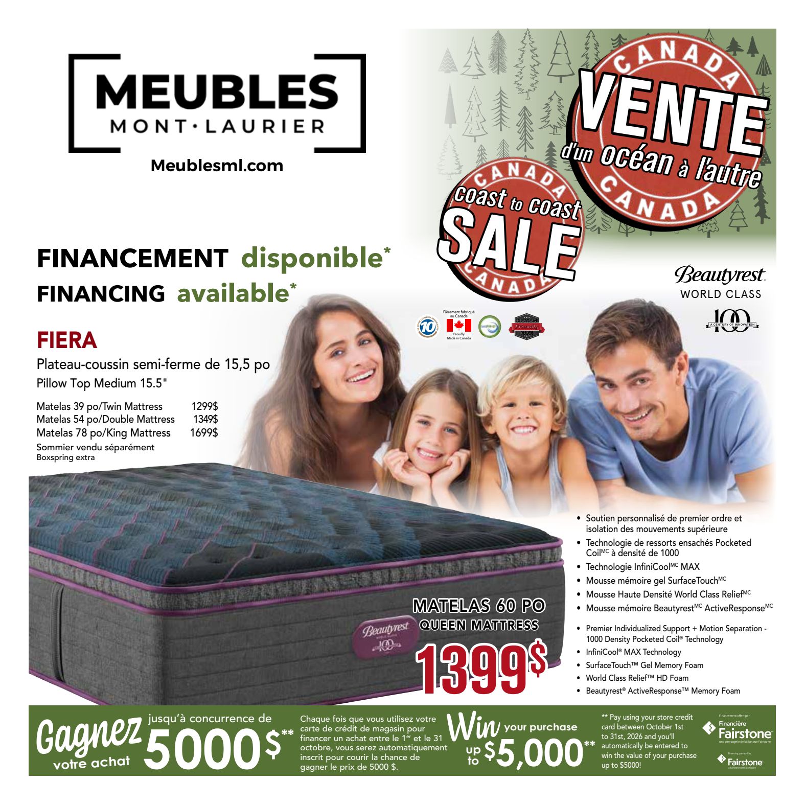Mont-Laurier Simmons mattresses promotional flyer