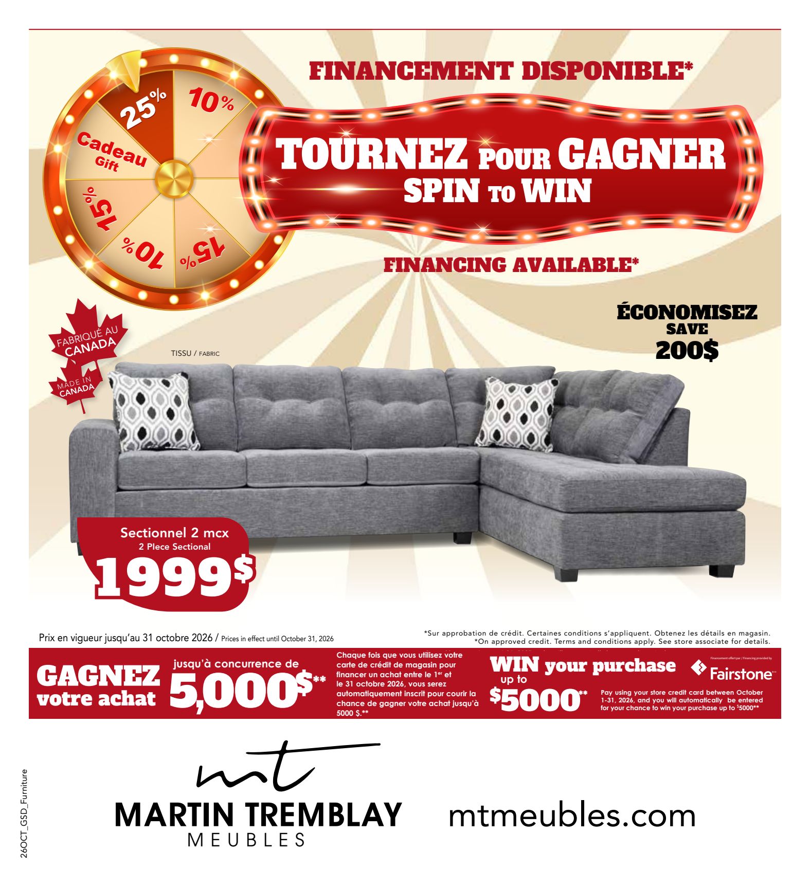 Martin Tremblay furniture promotional flyer