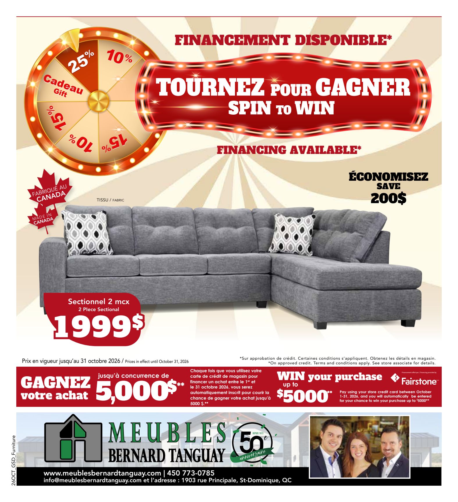 Bernard Tanguay furniture promotional flyer