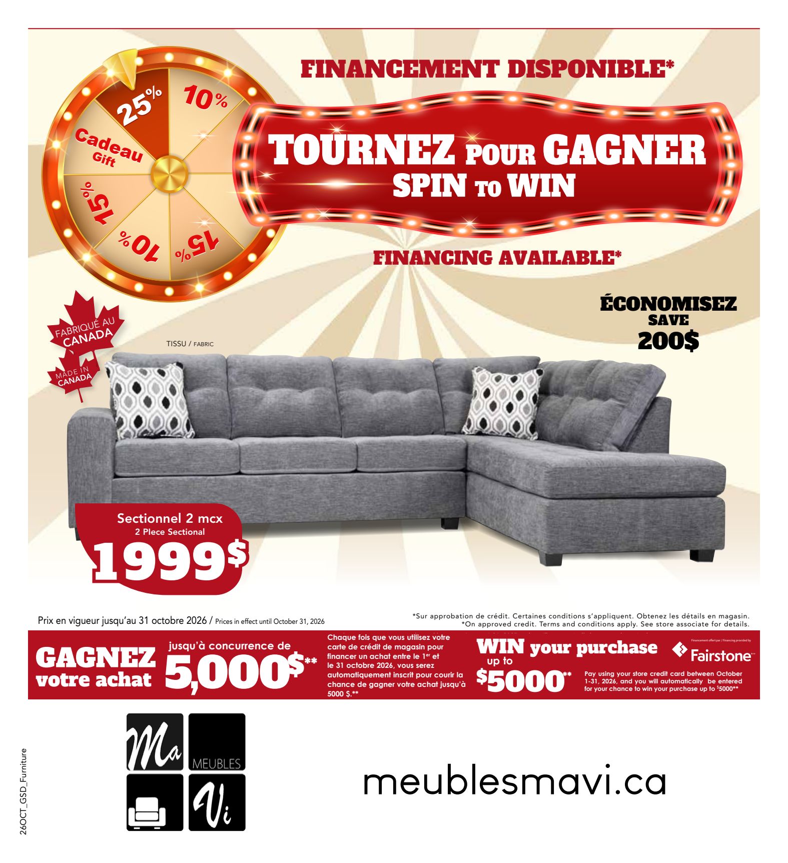 Dépliant promotionnel pour meubles MaVi