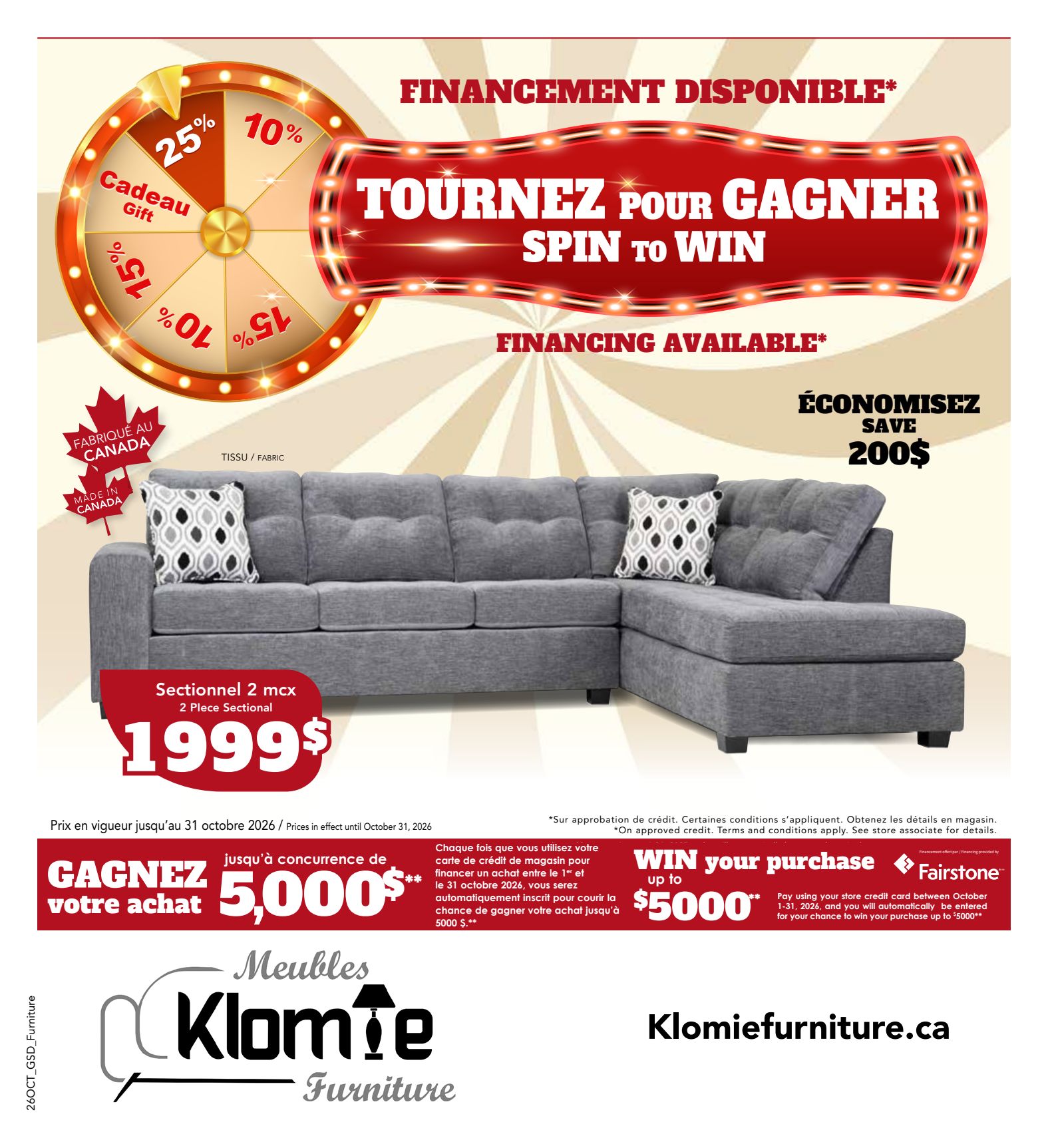 Klomie furniture promotional flyer