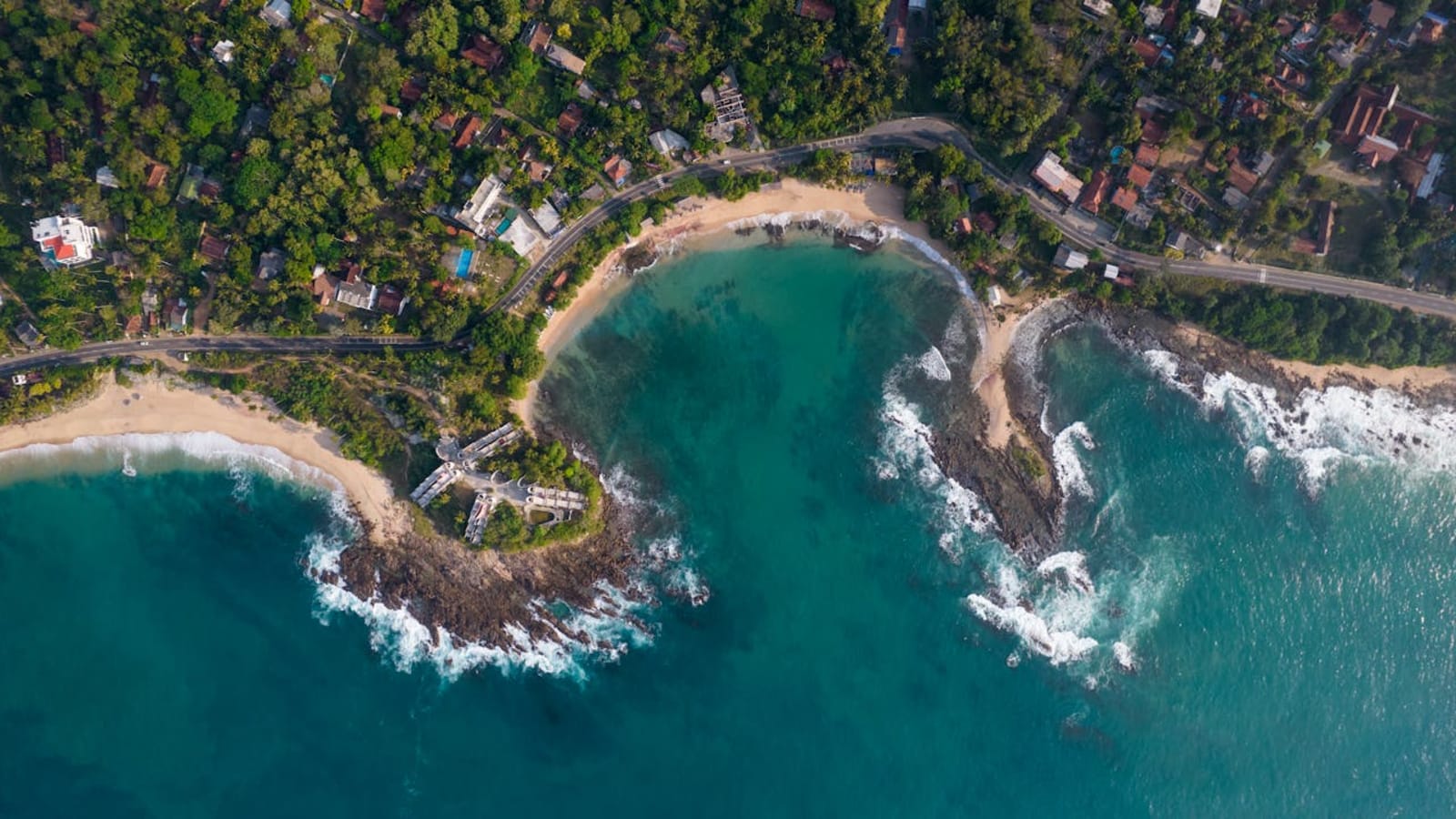 Aerial view of Tangalle coastline