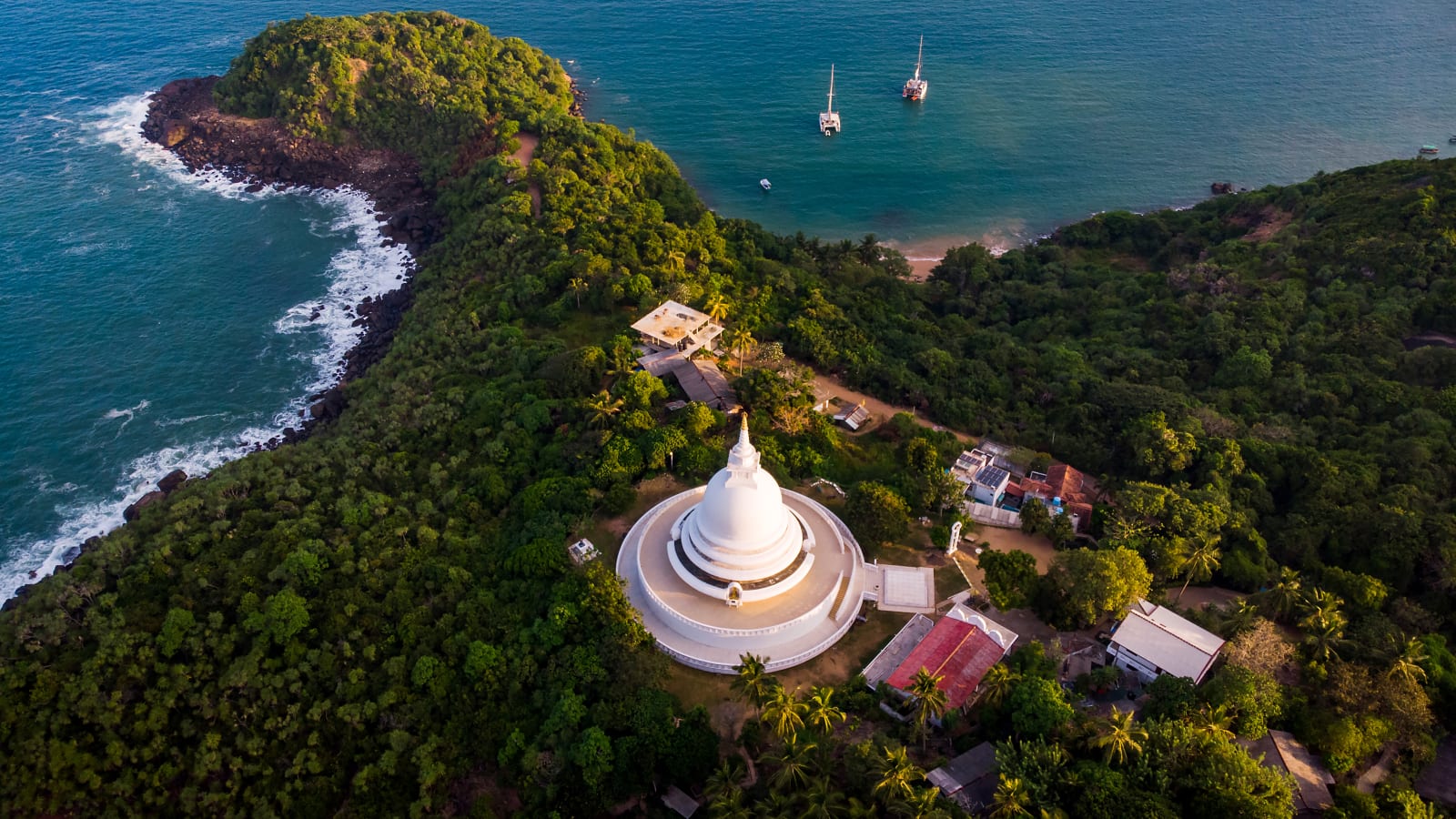 Japanese Peace Pagoda overlooking the sea