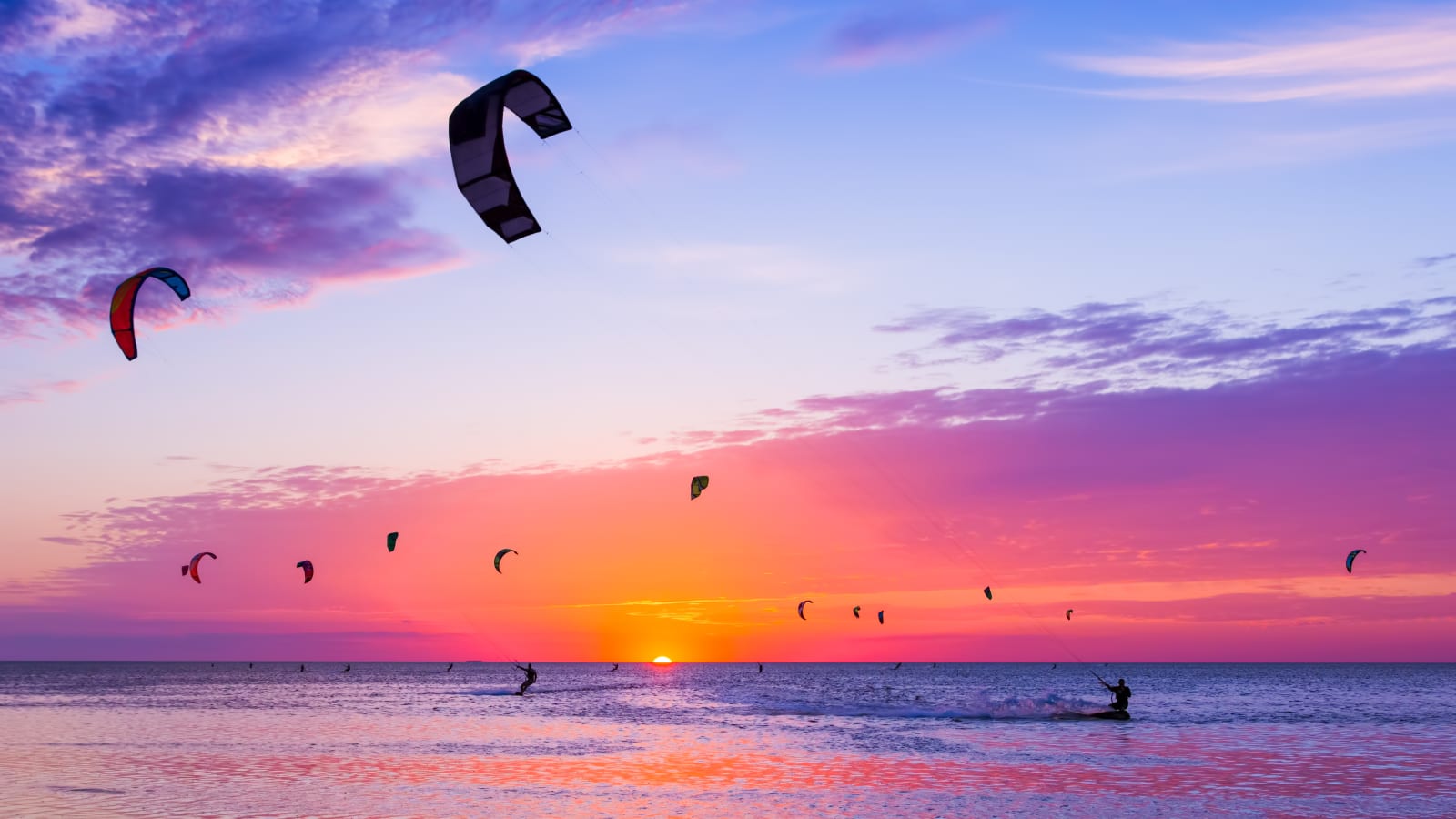 Kitesurfer mid-air