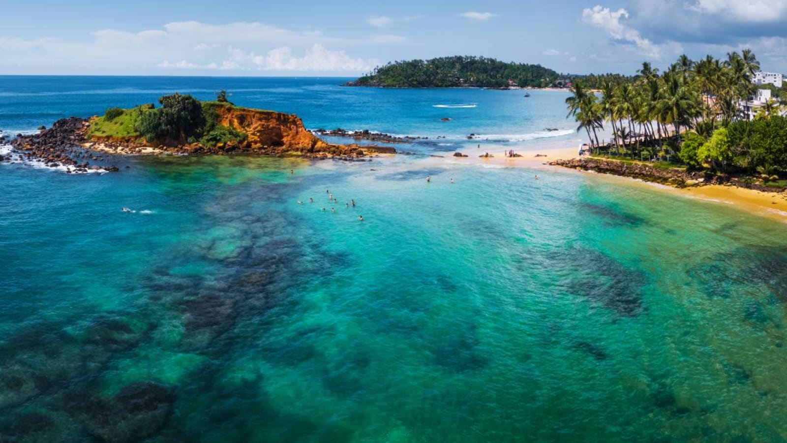 Aerial view of the coastiline in Mirissa