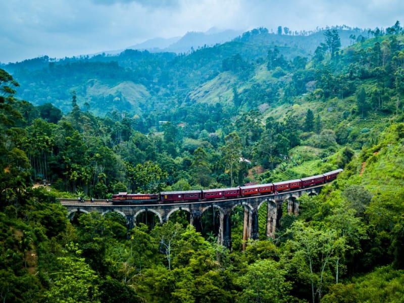 Train crossing the Demodara Gorge