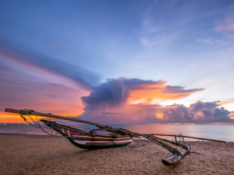 Fishing boat in Negombo at sunset