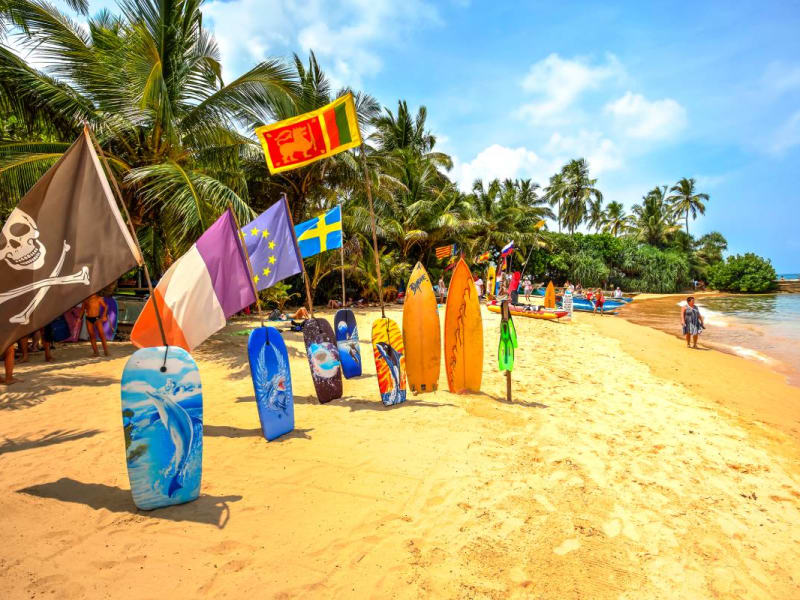 Beach scene in Hikkaduwa