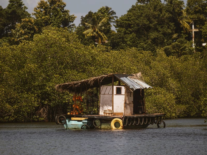 Boat floating on water