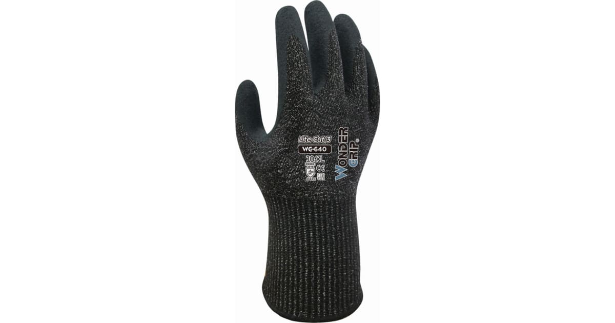 Gants WONDER GRIP Lite Cut3 – Taille 9/L – Anti-coupure Avec Revêtement Latex – Idéal Pour Le Chantier