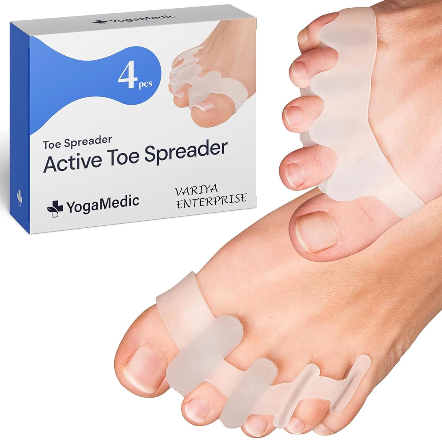 SEFLICA® Bunion Corrector Silicone Toe Separators For Fast Pain Relief - Orthopedic Bunion Spacers Spreader, Toe Spacers Toe Separators for Overlapping Toes 4 Pcs- Improved Silicone Bunio n - 0% BPA,