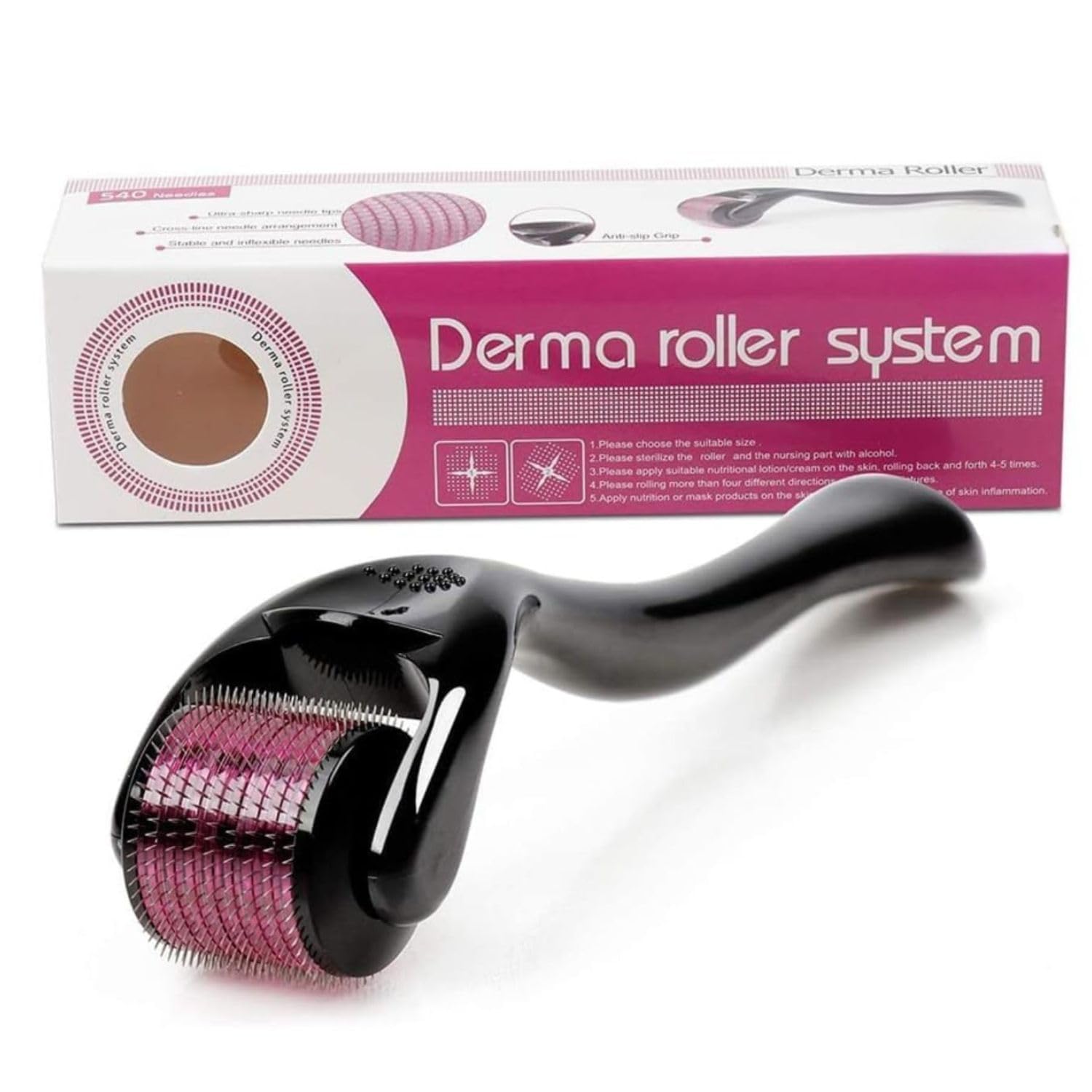 Wazdorf Derma Roller For Hair Growth 0.5 mm With 540 | Repairs Damaged Hair, Activates Hair Follicles | Roller for Beard & Hair Growth & Reduces Acne Scars | Safe & Effective to Use for Men &