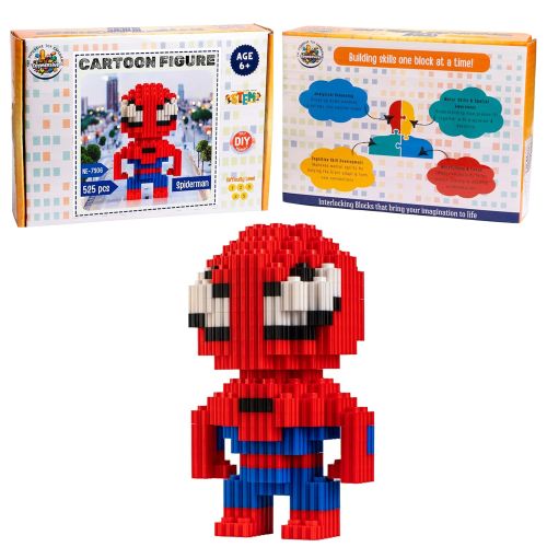Toymersive Cartoon Figure Building Blocks Superhero SPIDR Man | 525 PCS DIY Interlocking Blocks | Block COLLECTABLE Set for Kids & Adults| Gift IDEA for Boys & Girls Age 6+ Years| STEM Learning|