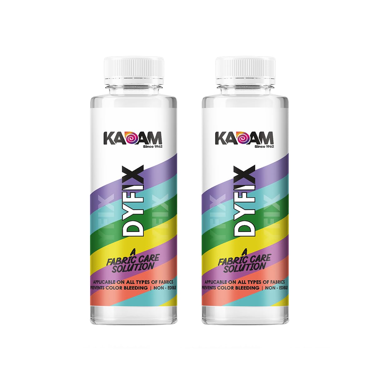 Kadam Dyfix Colour Fixer Liquid for Clothes | Stops Colour Bleeding & Fading | Non-Toxic, Anti-Fade Dye Fix Colour Fixer Solution for All Fabrics | Easy-to-Use Color Guard Tie-Dye(2 Bottles,150g Each)
