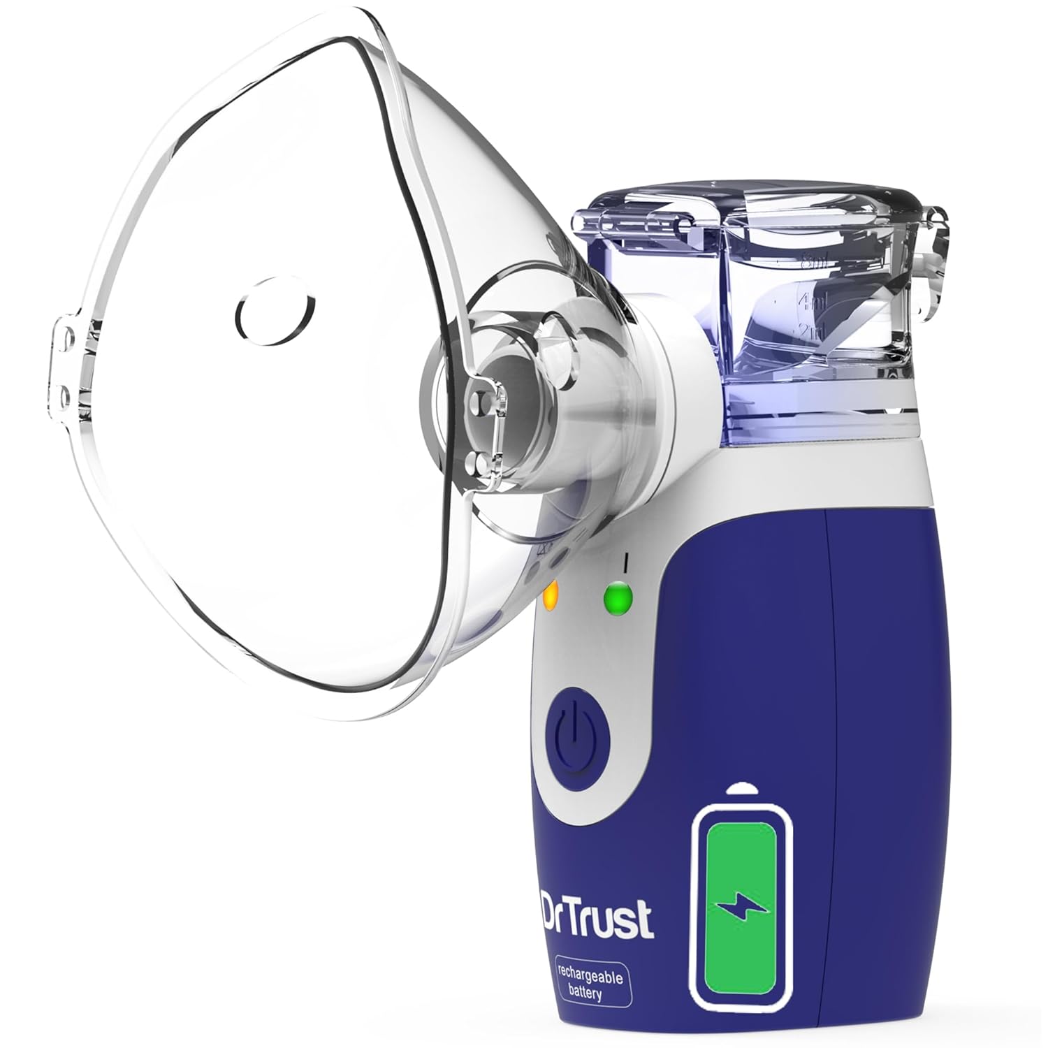 Dr Trust USA 415 Rechargeable Portable Ultrasonic Mesh Nebulizer Machine Cool Mist Inhaler for Children and Adults (White and Blue) Visit the Dr Trust Store