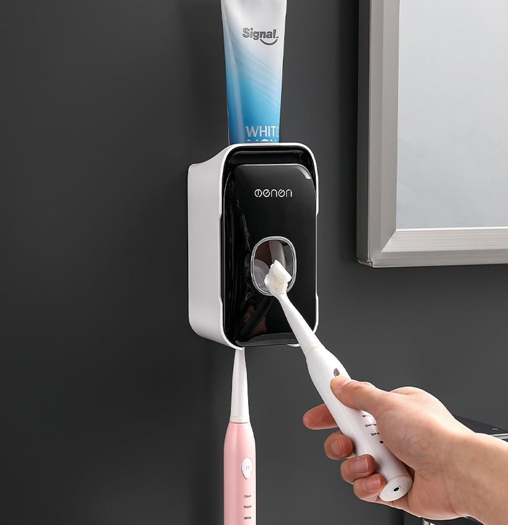 Evona Wall Mounted Automatic Toothpaste Dispenser Squeezer with Toothbrush Holder Bathroom Accessories Sets