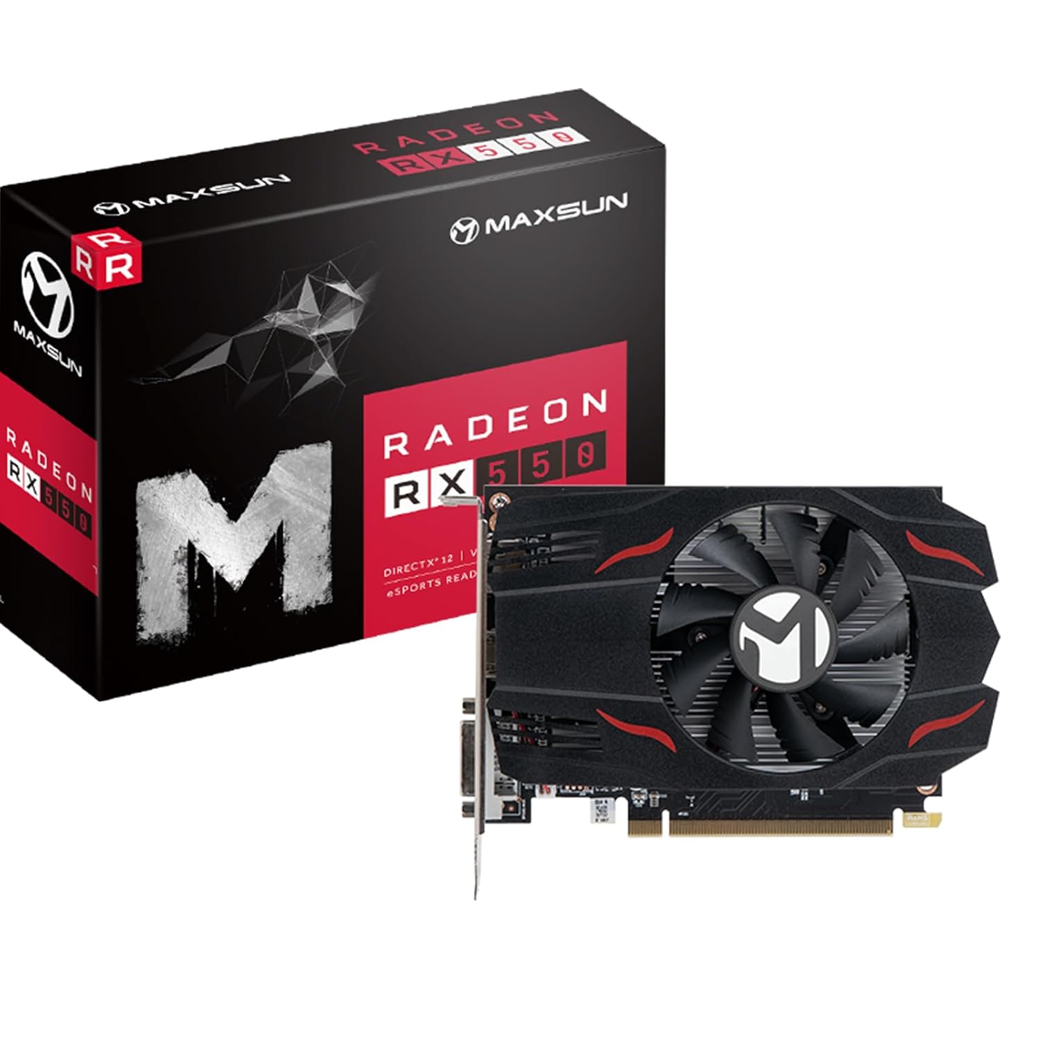 maxsun AMD Radeon RX 550 4GB GDDR5 ITX Computer PC Gaming Video Graphics Card GPU 128-Bit DirectX 12 pci_e_x16 Express 3.0 DVI-D Dual Link, HDMI, DisplayPort