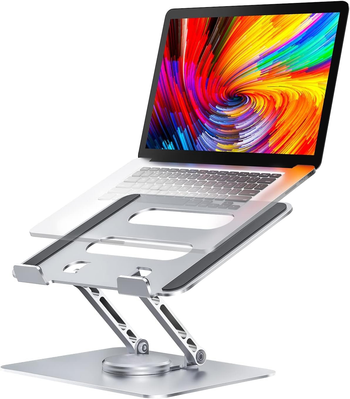 PLIXIO Adjustable Laptop Stand with 360° Rotating Base Tabletop Ergonomic Foldable Portable Holder Compatible for MacBook, HP, Dell, Lenovo & All Other Notebook (Sliver)