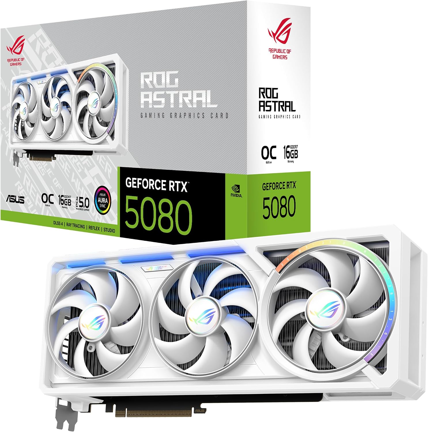 ASUS ROG Astral GeForce RTX 5080 16GB GDDR7 White OC Edition Graphics Card