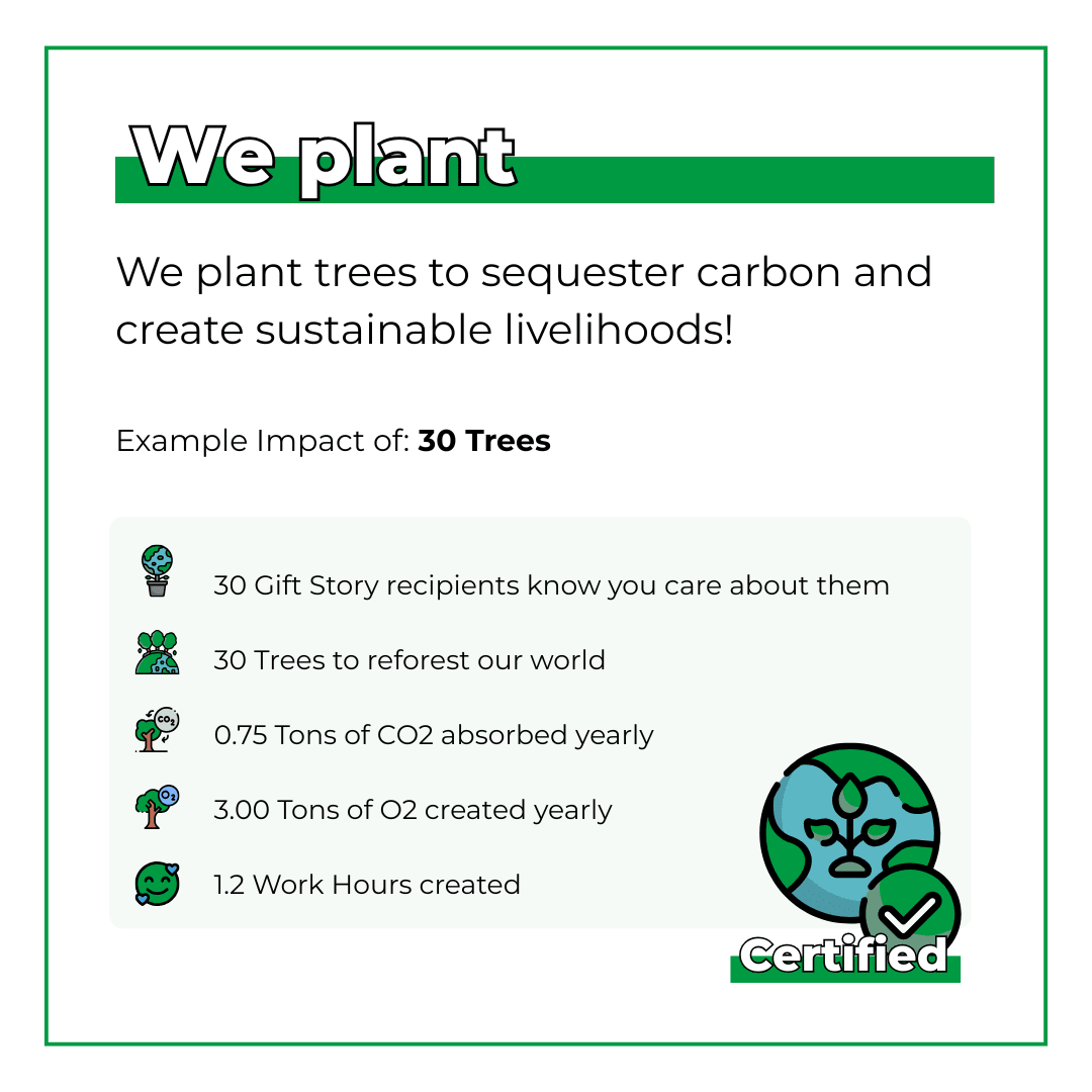 Impact of planting 30 trees for sustainability.
