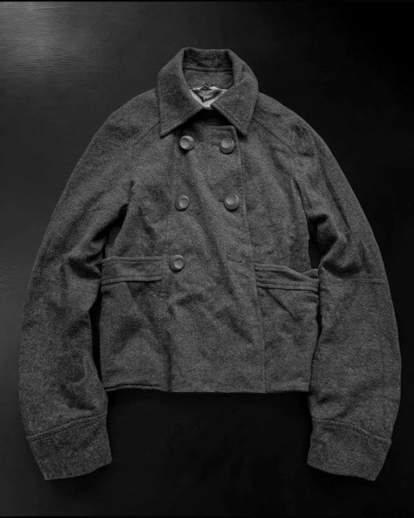 Double Breasted Charcoal Wool Coat