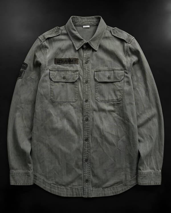 Military Style Khaki Cotton Shirt