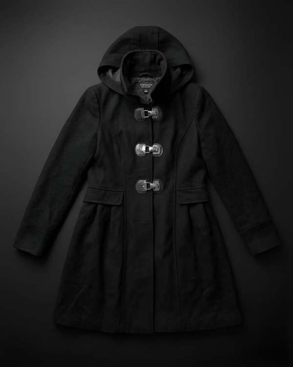 Black Hooded Wool Coat