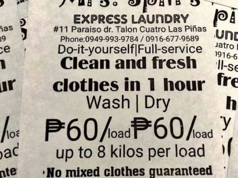 Mrs. Spin's Express Laundry laundry shop in Las Piñas