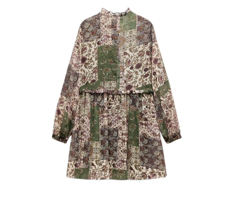 Vestido Mini  Estampado Nervuras