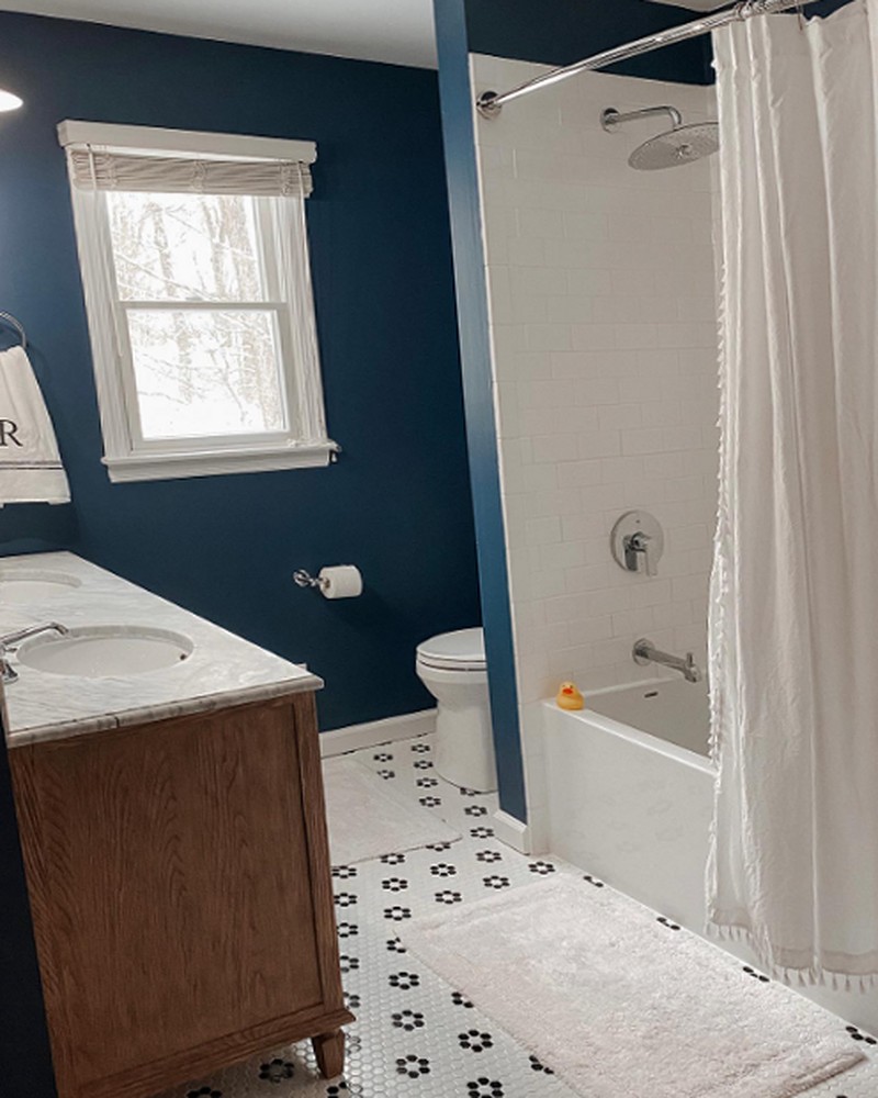 White subway tile shower and tub after the remodel