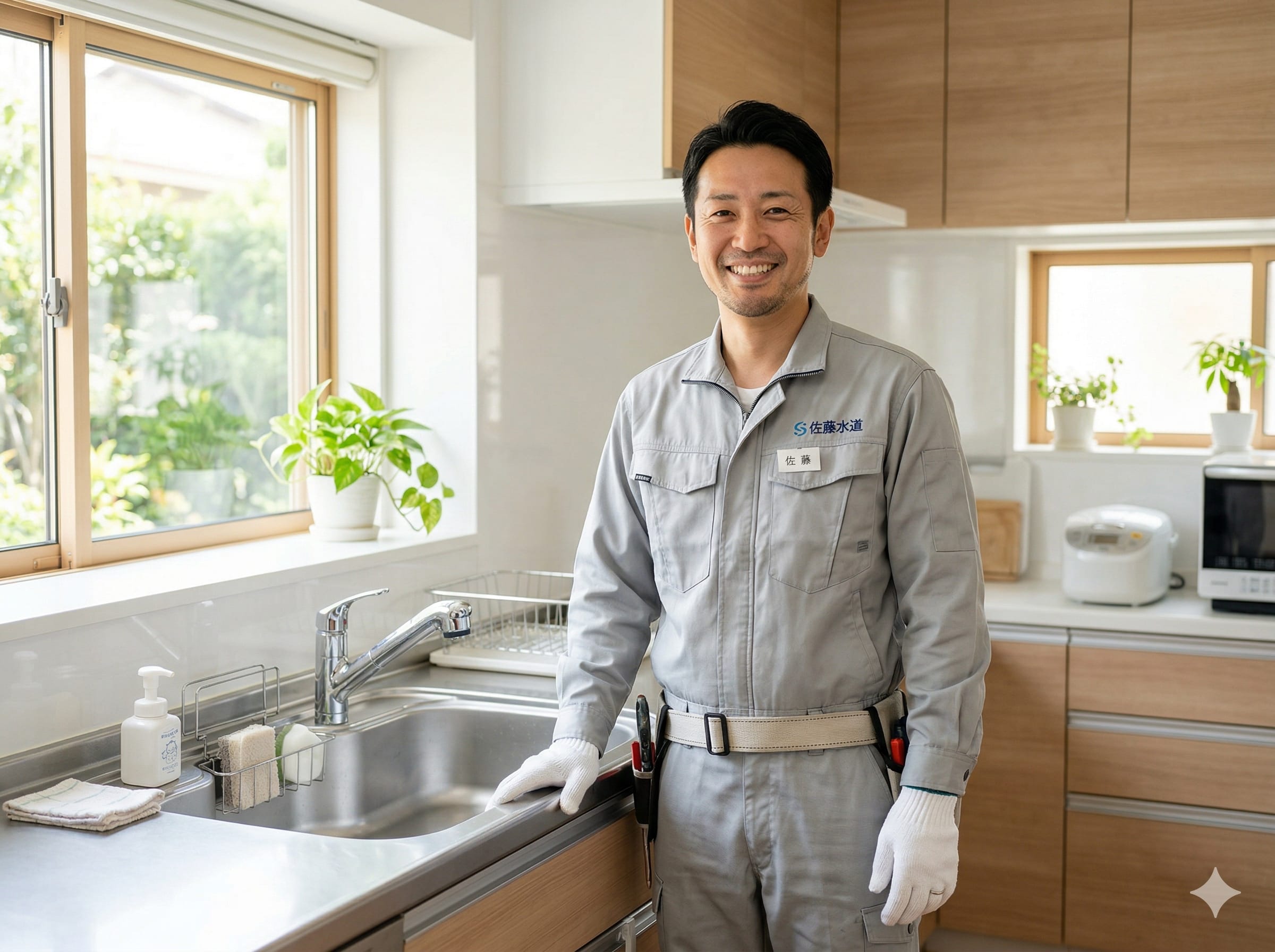 水道の水漏れ修理と手すり取り付け