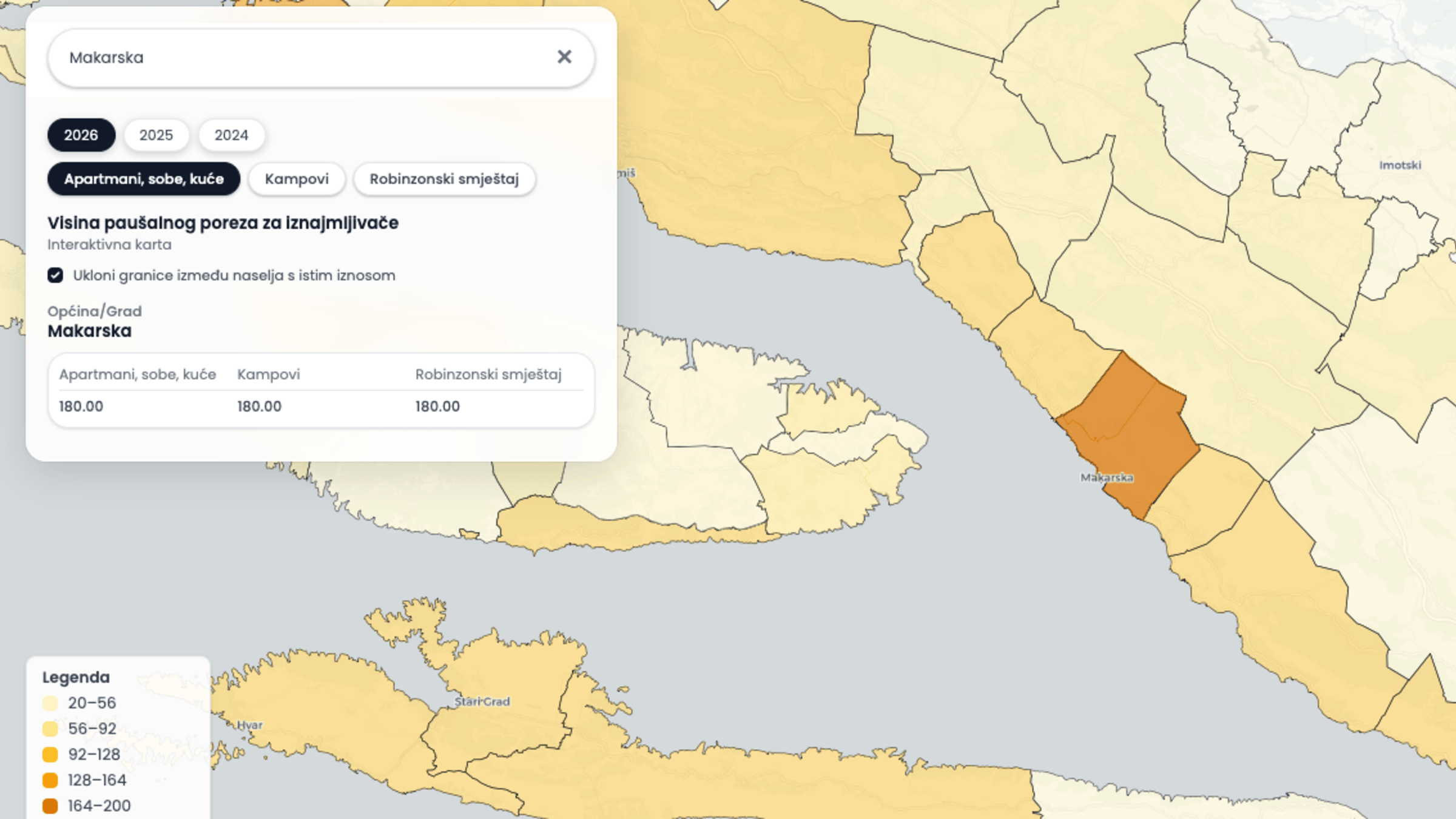Karta paušalnog poreza za iznajmljivače