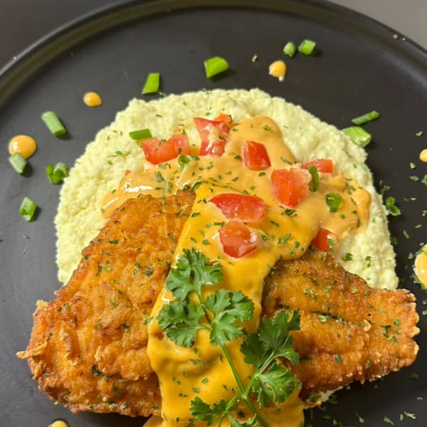 Catfish and Grits Cajun Cream Sauce