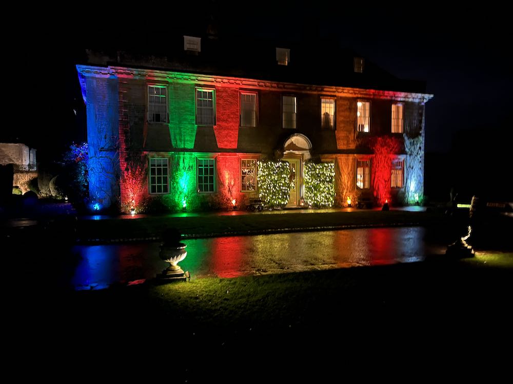 Exterior LED mood lighting for weddings and events, atmospheric outdoor illumination