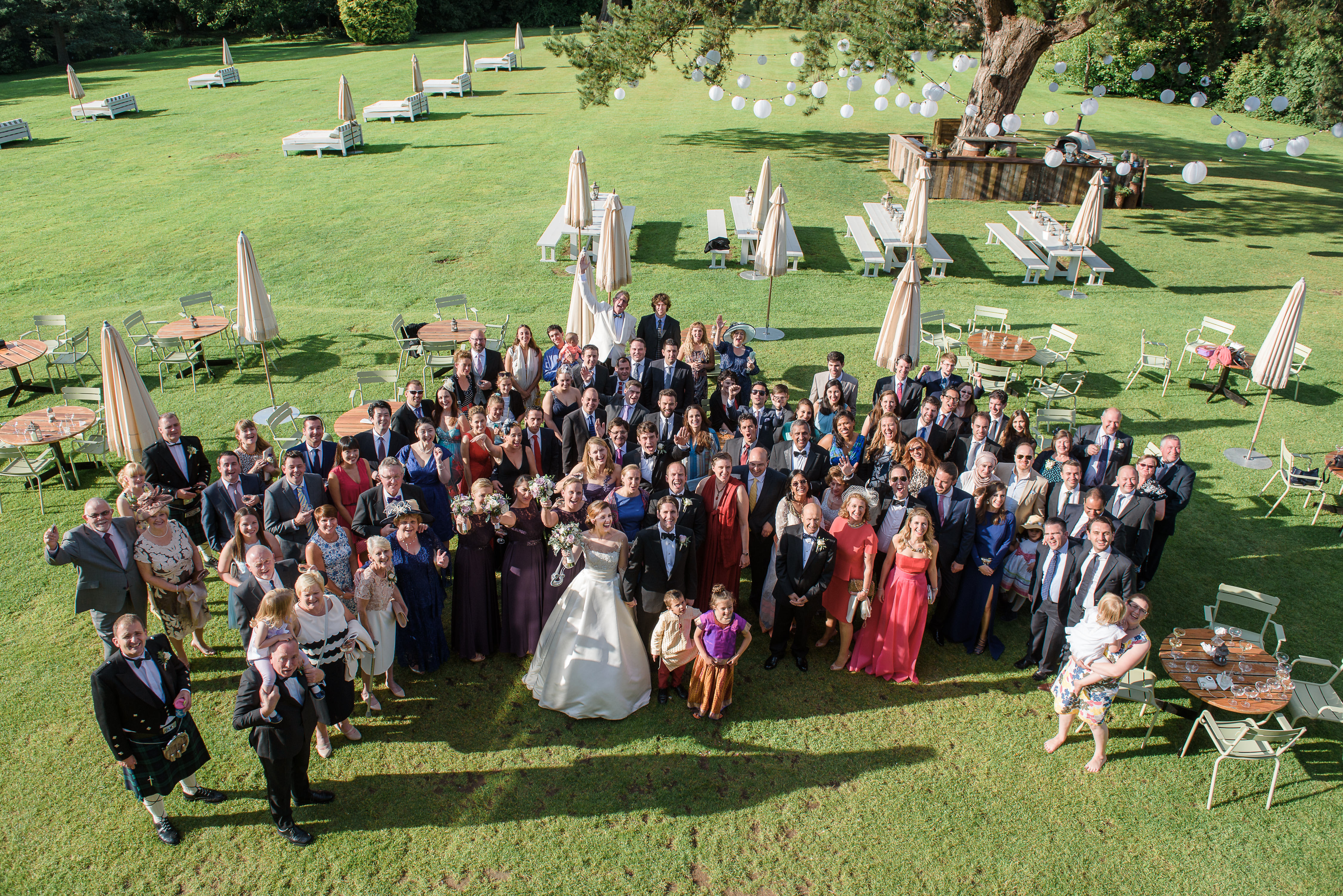Bar terrace with light and shade lighting design at Babington House