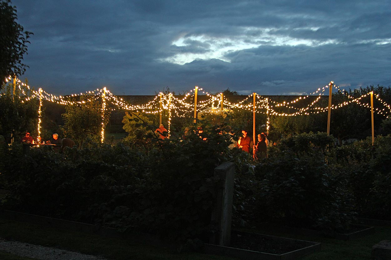 Walled Garden fairy light canopy at Babington House