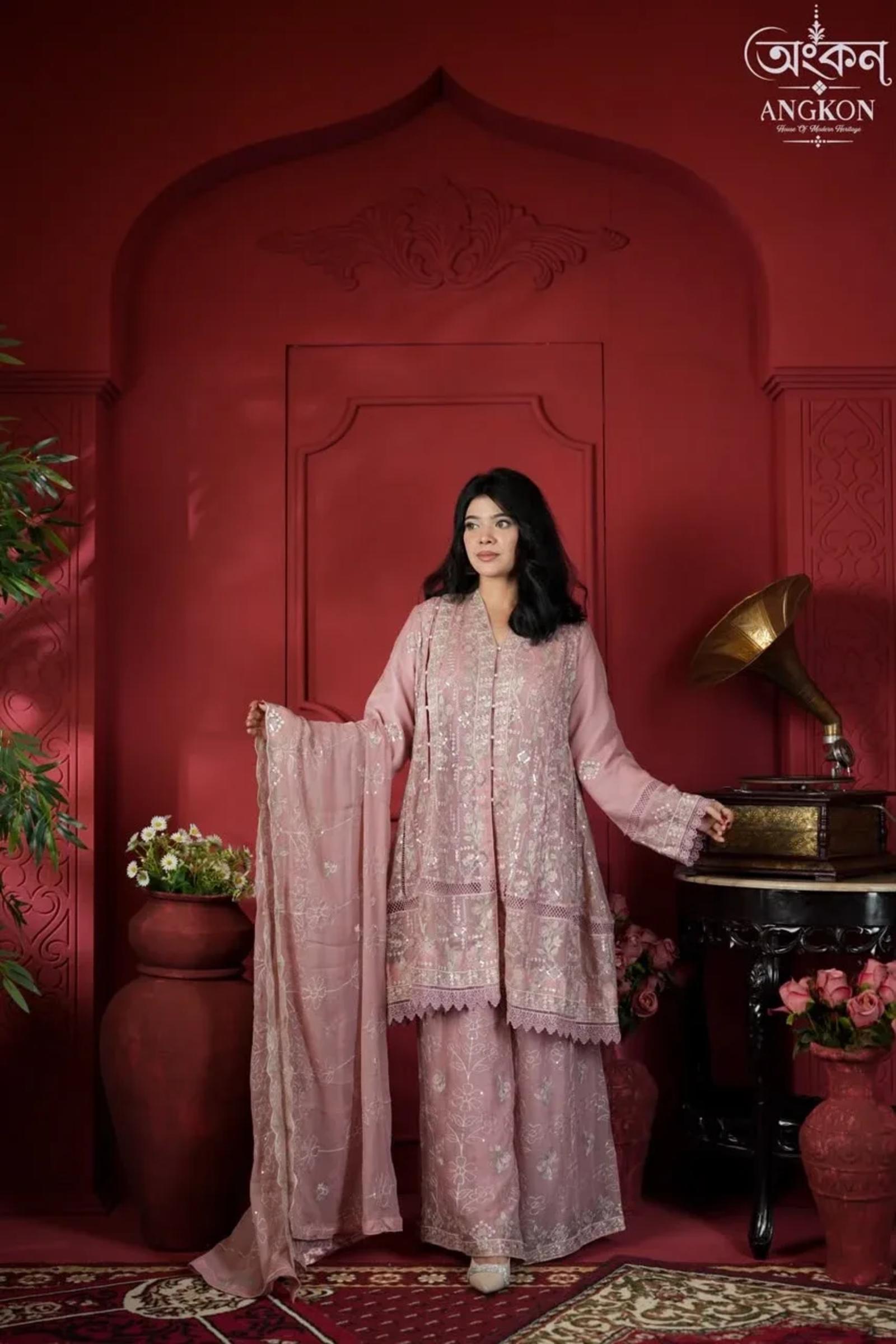 Soiree D4 – Dusty Rose Embroidered Suit