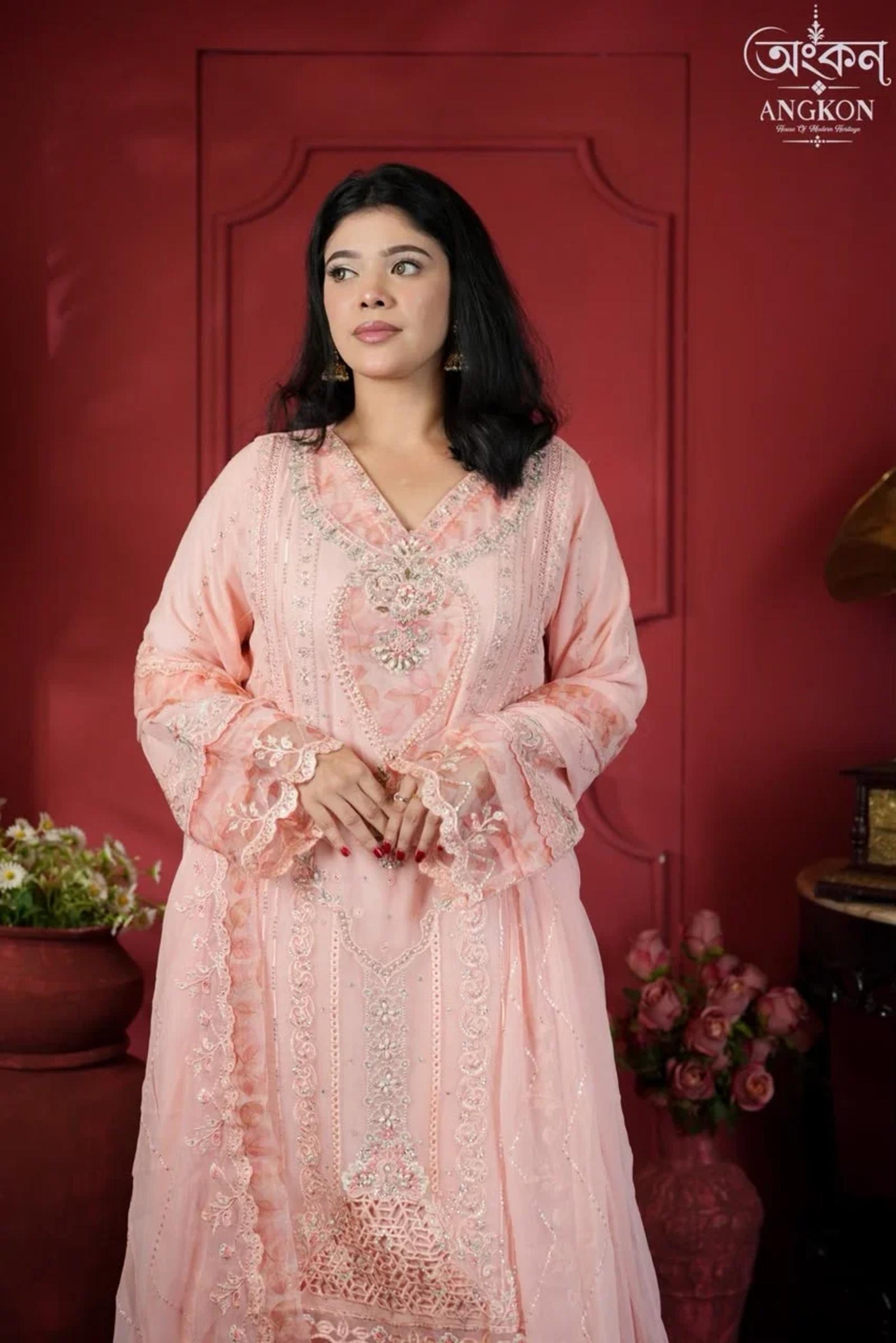 Gulnaar – Dastaan | Blush Pink Embroidered Suit