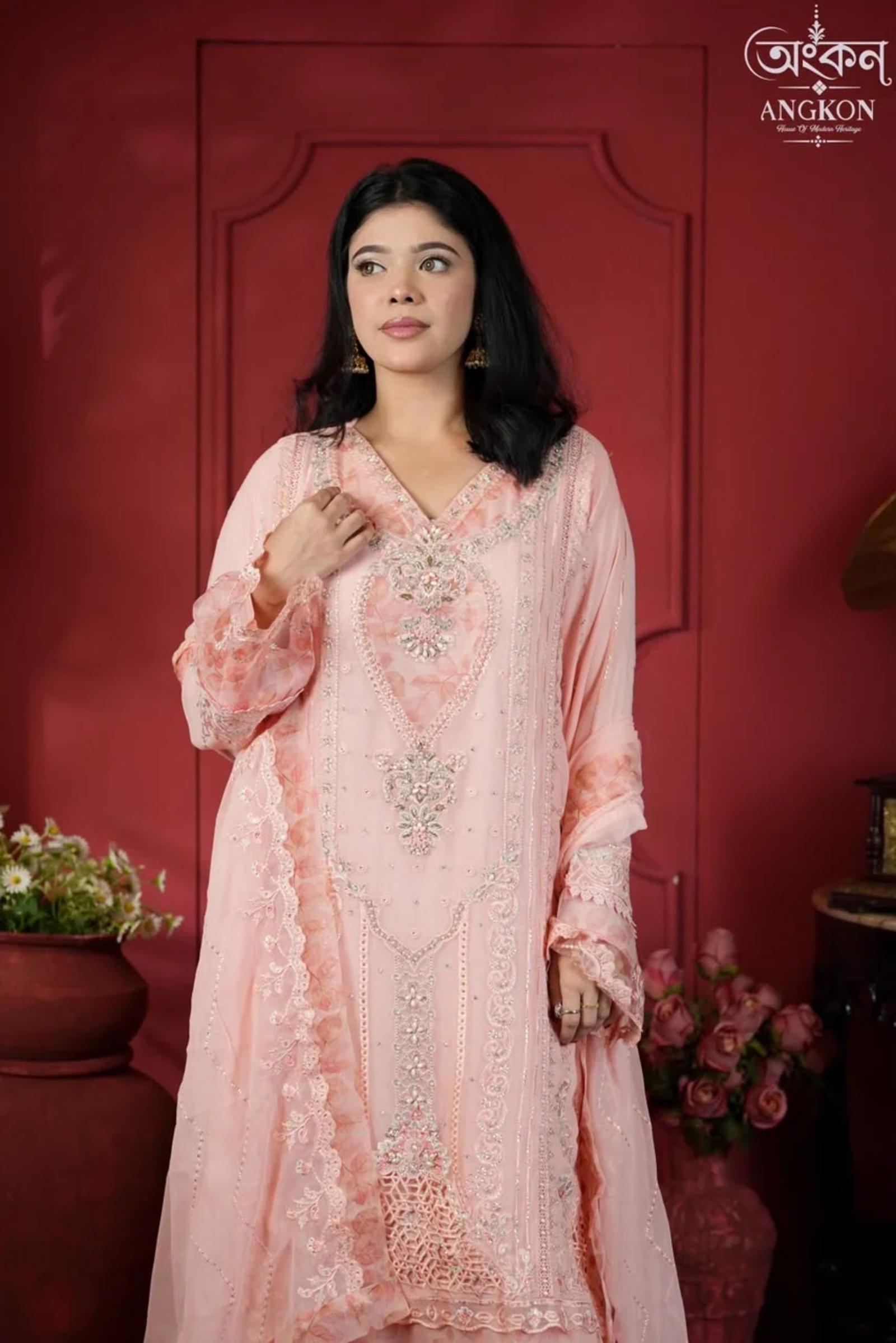 Gulnaar – Dastaan | Blush Pink Embroidered Suit