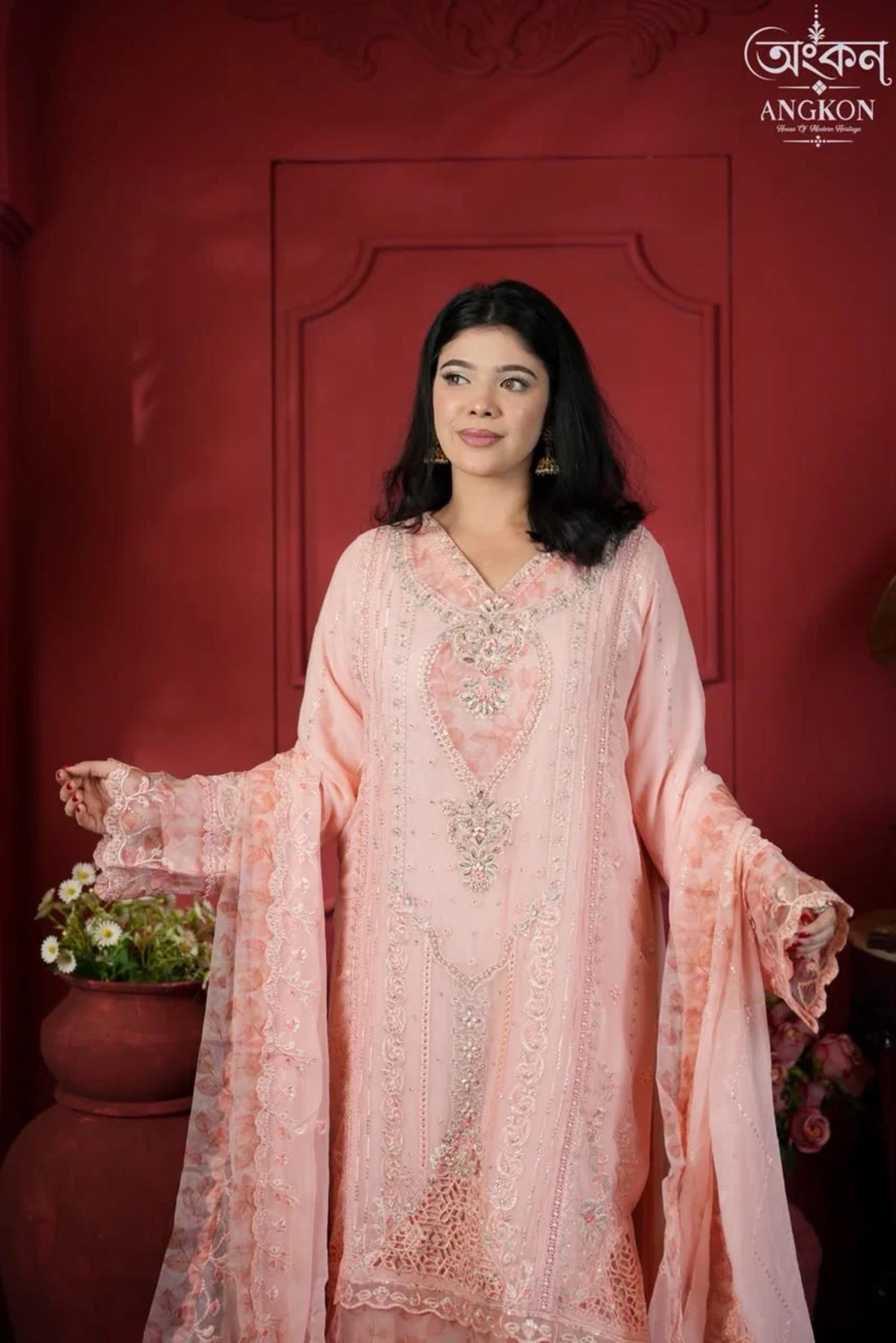 Gulnaar – Dastaan | Blush Pink Embroidered Suit