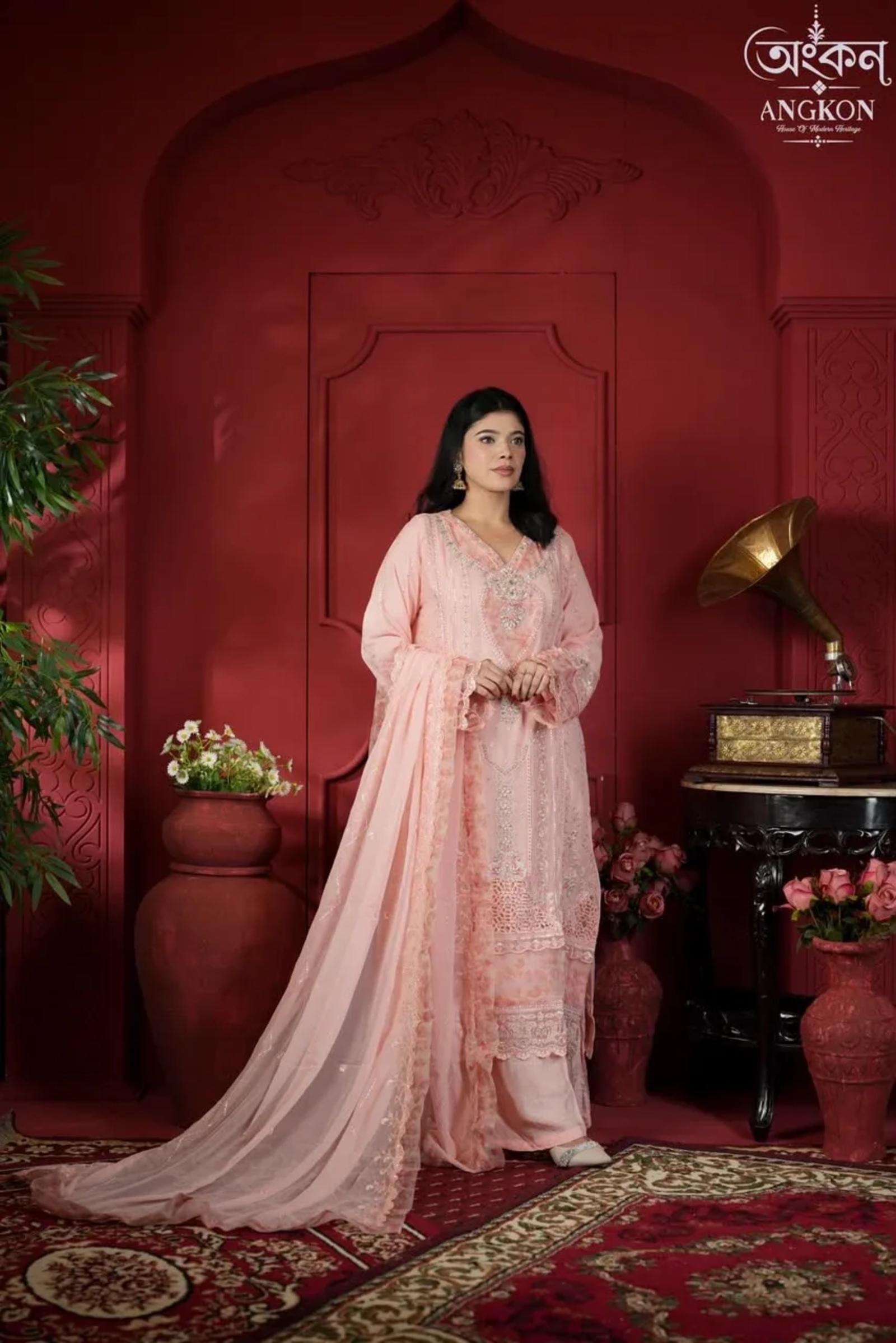 Gulnaar – Dastaan | Blush Pink Embroidered Suit