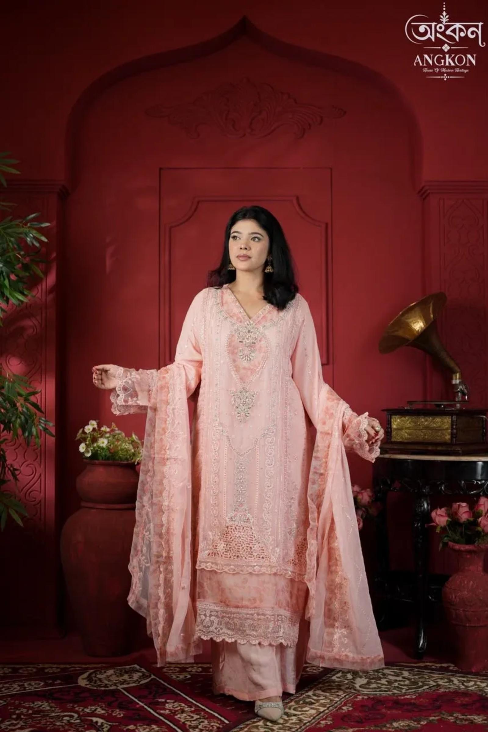 Gulnaar – Dastaan | Blush Pink Embroidered Suit