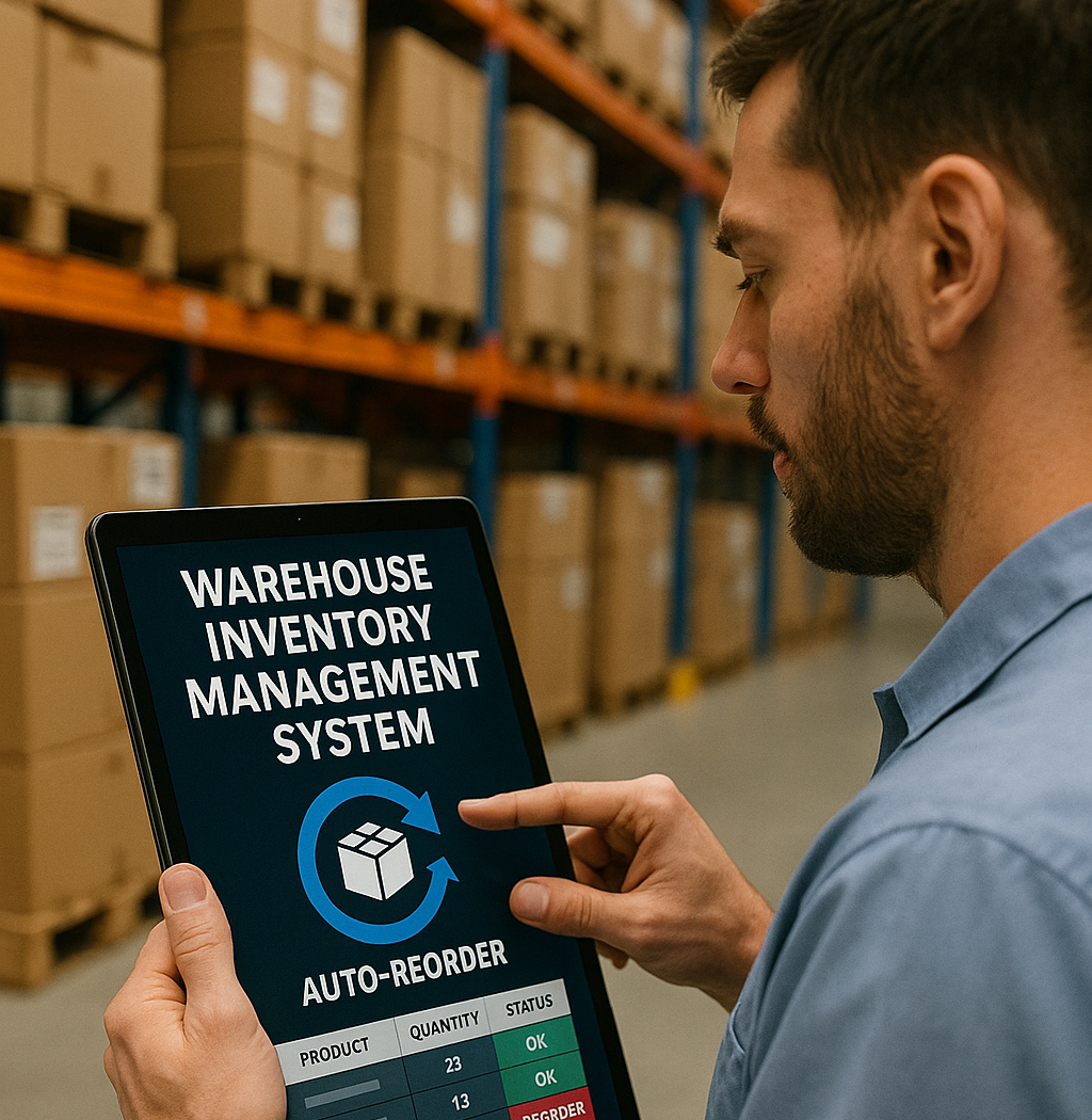 Dashboard of a warehouse inventory management system.