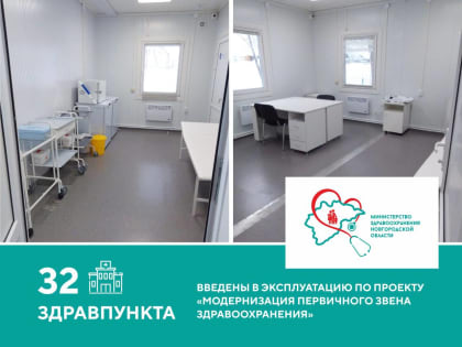 В Новгородской области в 2023 году введены в эксплуатацию 32 здравпункта
