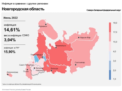 Инфляция в Новгородской области замедлилась до 14,6%