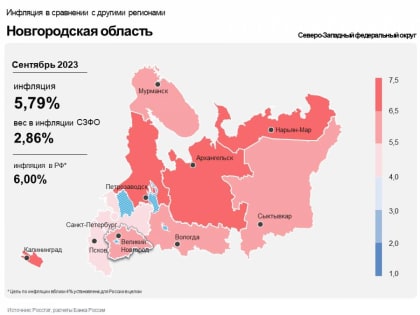 Годовая инфляция в Новгородской области ускорилась до 5,8%