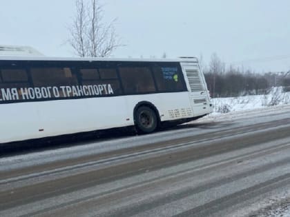 На Юрьевском шоссе городской автобус съехал в кювет