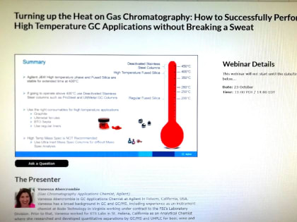 Участие в вебинаре Agilent Technologies «Высокотемпературная газовая хроматография: как успешно выполнять высокотемпературные ГХ-анализы без проблем»